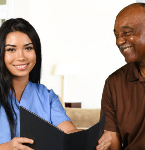 Nurse who is working her shift taking care of a patient