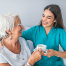 elder woman with caregiver